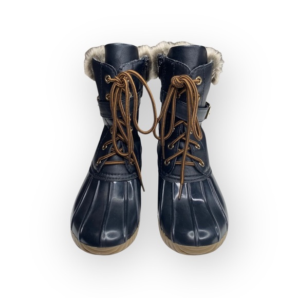 Adriana ❁ Faux Fur Lined Belted Duck Boots ❁ Navy ❁ 6M ❁ Rainy Day Favorite - Picture 9 of 15